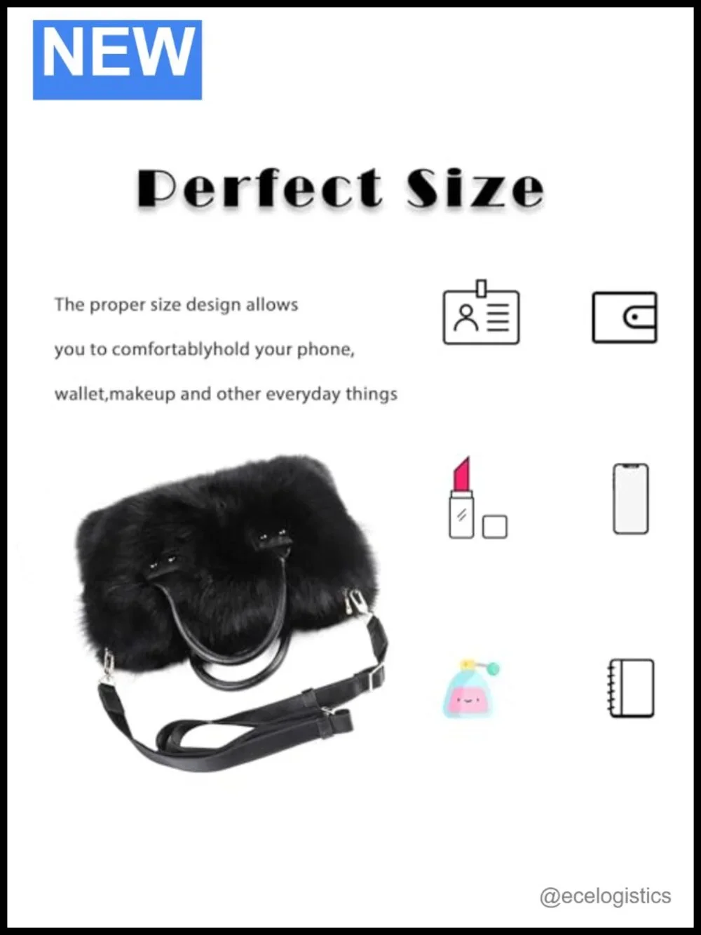Genuine Fox Fur Shoulder Bag Leather Handbag Ladies Silver Fox Hobo Winter